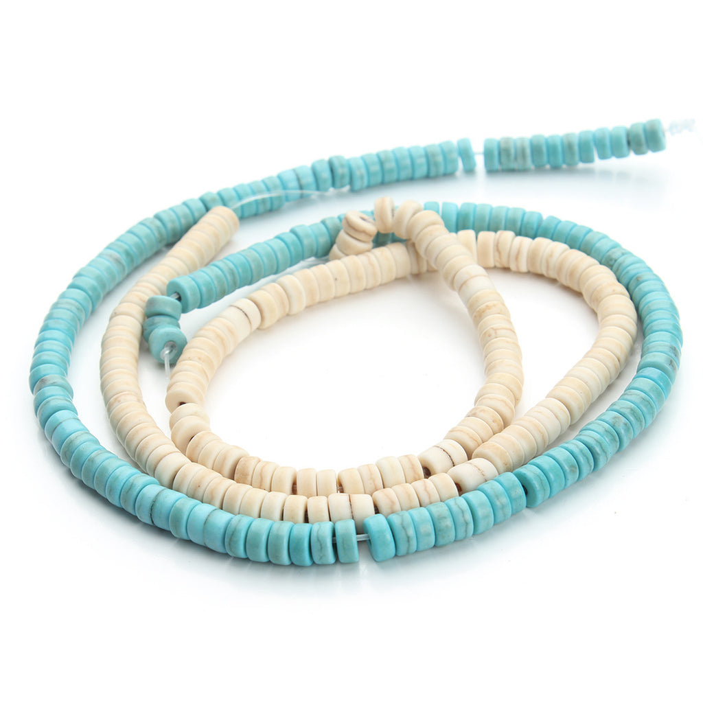 Cylindrical Blue Turquoise Abacus Wheel Bead Spacer Spacer